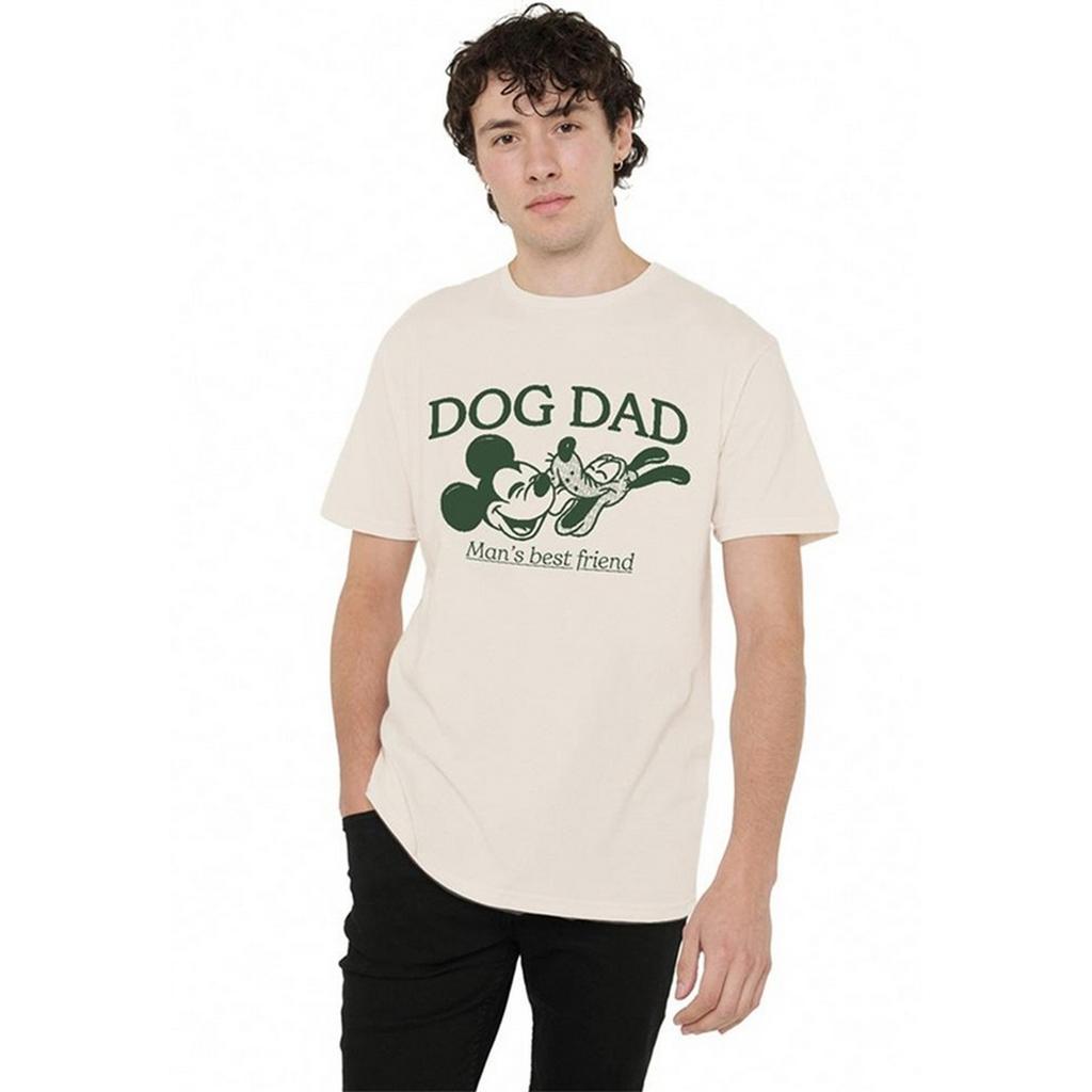 Disney Unisex Adult Dog Dad Man's Best Friend Mickey & Pluto T-Shirt