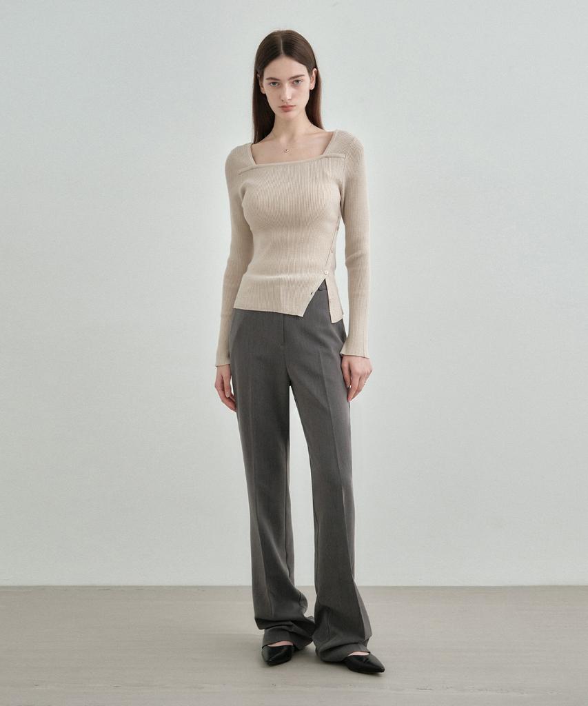 MONGDOL Semi-Bootcut Slacks Charcoal Mdpt021Charcoal