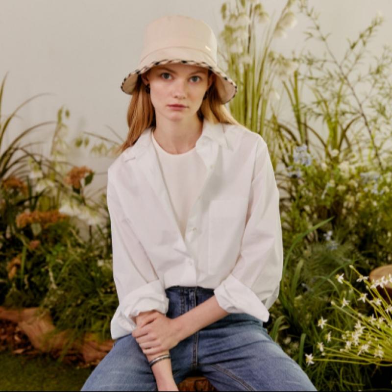 Daks Ivory Check Cotton Linen Blend Bucket Hat Dbhe4f123i2