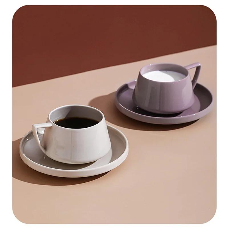 Ceramic Cups Japanese-style Simple Coffee Cups and Saucers Pink Purple Red Tea Cups Nordic Ins Wind Afternoon Tea Set