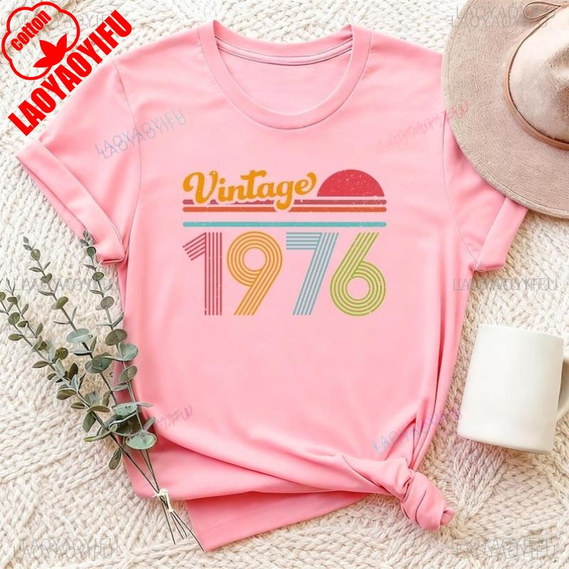 Προσαρμοσμένο 50ο Limited Edition Vintage Δώρο Γενεθλίων Υψηλής Ποιότητας Βαμβακερό Μπλουζάκι Έτος 1976 Unisex Street Fashion Hipster Κοντομάνικο