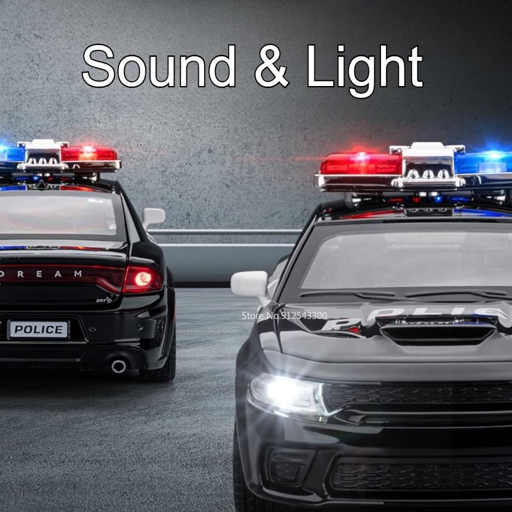 1:32 Scale Charger Honda Accord Police Car Model Toy Metal Diecast Music Light Shock Absorption Vehicles Models Ornaments Gift