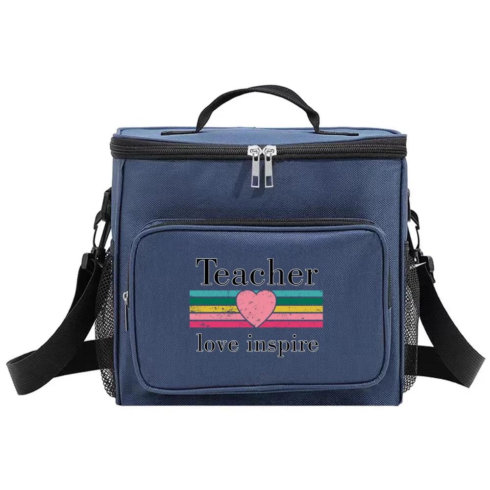 Insulated Bags Portable Shoulder Lunch Bag Waterproof Cooler Box Thermal Organizer Handbag for Men and Women Teacher Pattern
