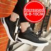 Genuine Leather Men Skataboard Shoes Elevator 6/8CM Height Increase Sports Hollow Breathable Sneakers Heightening Shoes