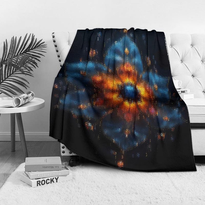 Psychedelic Galaxy Starry Night Fleece Blanket Aurora Borealis Dreamscape Space Mandala Throw Blanket For Bed Sofa