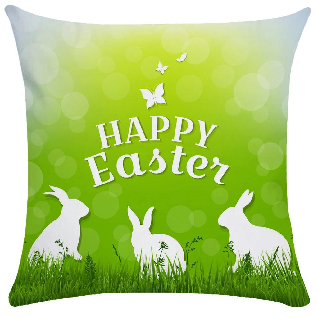 Home Decoration Easter Pillowcase Cute Rabbit Egg Print Pillowcase Living Room Sofa Cushion Cover Bedroom Room Decoration