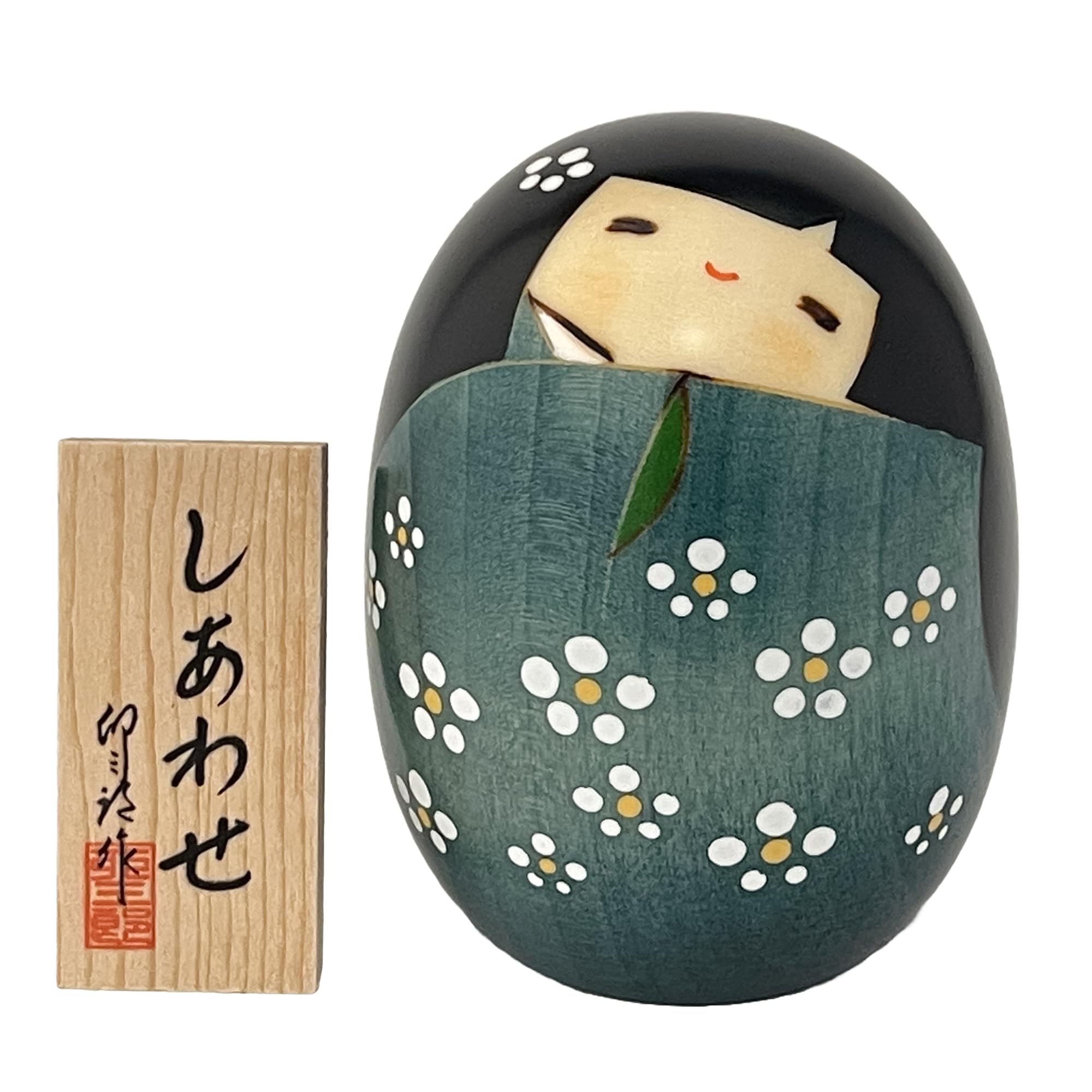 

Usaburo Kokeshi Made in Kokeshi Happiness Doll, Japan, (Large, Green) 24-193 зелений