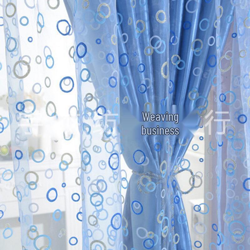 Offset Printing Transparent Window Curtains - Ready-Made Yarn Circle Design.