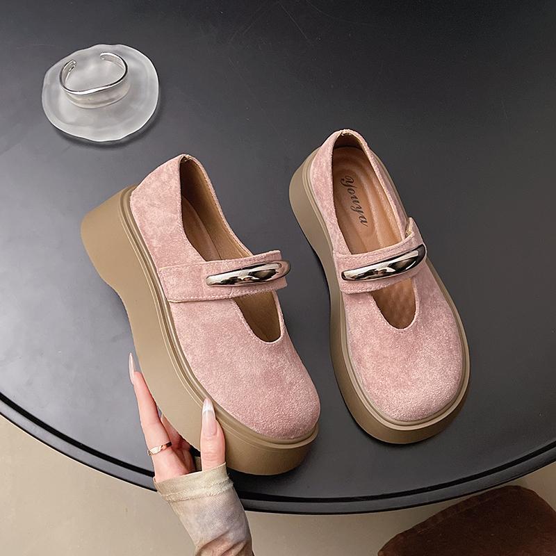 

French Platform Heightened Women s Summer Wear 2026 New Shallow Platform Shoes Mary Jane Single Shoes 40 рожевий