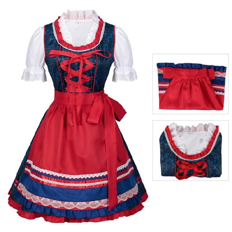 Set Costume Bavarese Tedesco Oktoberfest per Donne Adulte, Vestiti Dirndl Costume da Birra per Halloween e Carnevale del Festival della Birra