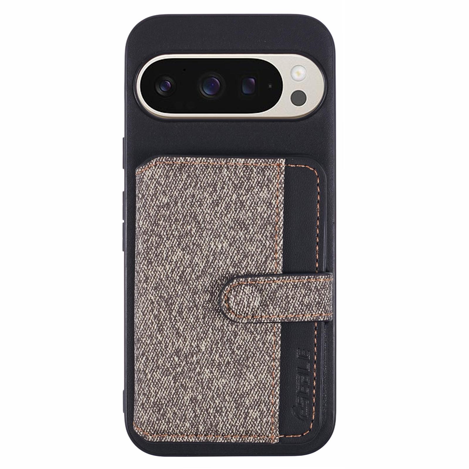 

For Google Pixel 9 Pro/9 Phone Case Adhesive Card Bag Color Matching with Kickstand Grey