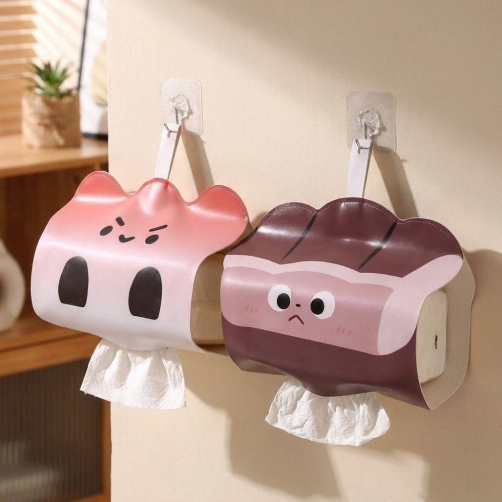 PU Leather Hanging Tissue Bag Cartoon Wall Hanging Tissue Holder Creative Napkin Dispenser Bedside