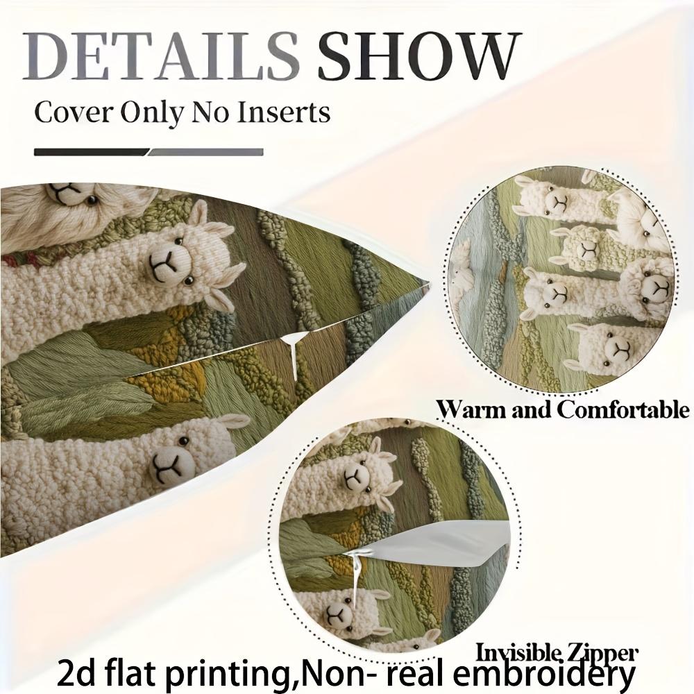 2d flat printing, super soft short plush pillowcase, double  alpaca farm has the feel, Non-real embroidery, suitable for sofa, living room