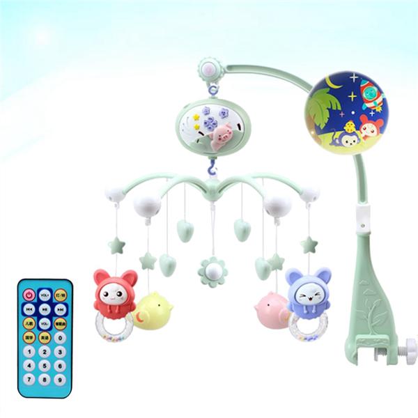 Musical Baby Crib Mobile Toy Bed Bell With Animal Rattles Projection Cartoon Early Learning Toys