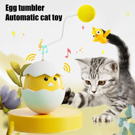 Eggshell Cat Tumbler Interactive Cat Tumbler Toy Gum Relief Teether Reduces Boredom Battery-powered Kitten Toy
