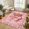 Floral Garden Theme Crystal Velvet Rug Personalized Custom Name Text Soft Floor Mat Home Decor