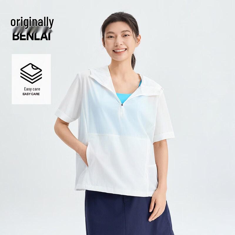 

BENLAI Women s Hooded Short Sleeve Sport Blouse S