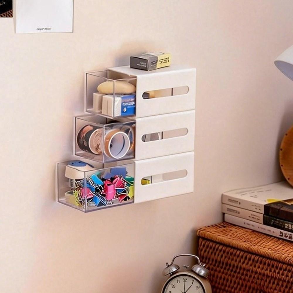 No-drill Storage Box Space Saving Makeup Organizer Durable Hair Ties Clips Holder Bathroom