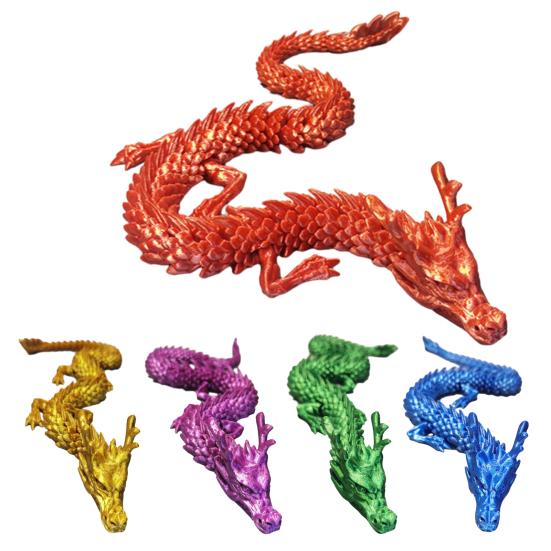 3D Printed Dragon Figure Action Toy Realistic Looking Vibrant Color Chinese Dragon