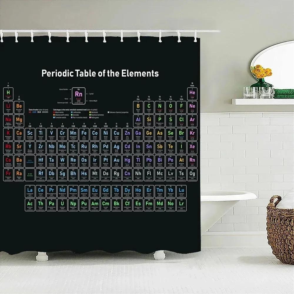Periodic Table Of Elements Bathroom Curtains Waterproof 3D Print Shower Curtain White Fabric Curtain For The Bath