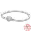 Authentic 925 Sterling Silver Infinite Knotted Heart T -Bar Strip Bracelet Multi -Snake Bangle Wedding Party Girls Fine Jewelry