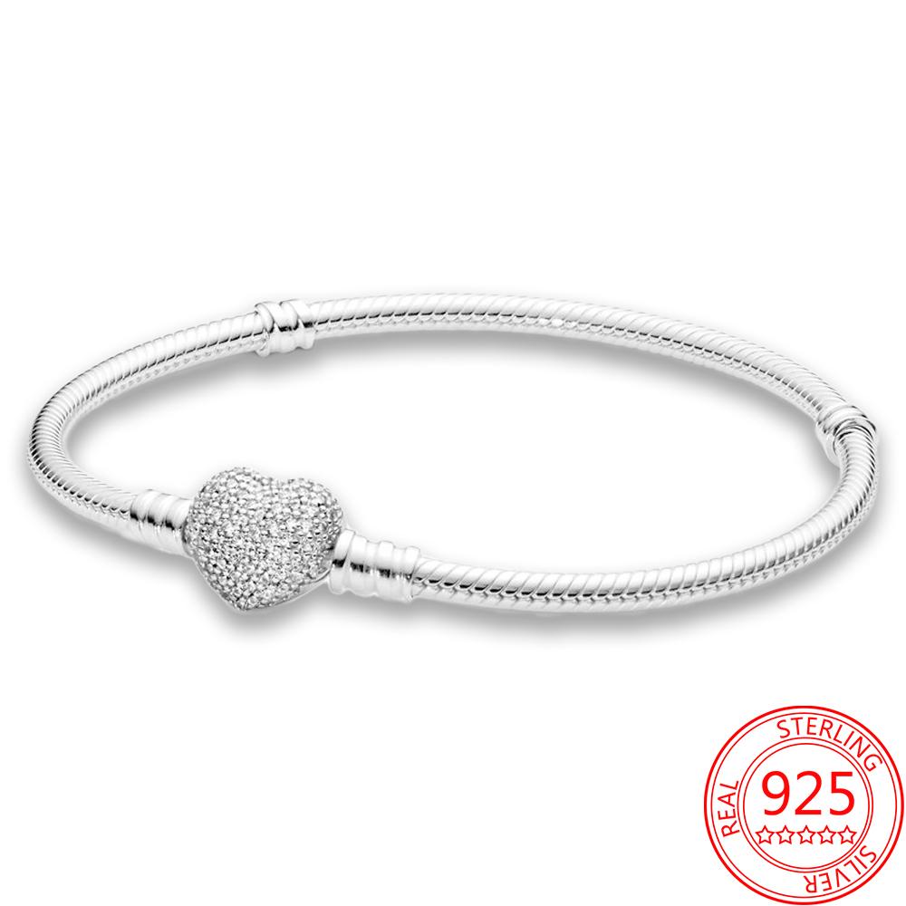 Authentic 925 Sterling Silver Infinite Knotted Heart T -Bar Strip Bracelet Multi -Snake Bangle Wedding Party Girls Fine Jewelry