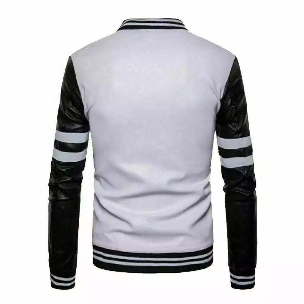 Lammleder Motorrad Biker Herrenjacke Schwarz & Weiß Echt Handgefertigt