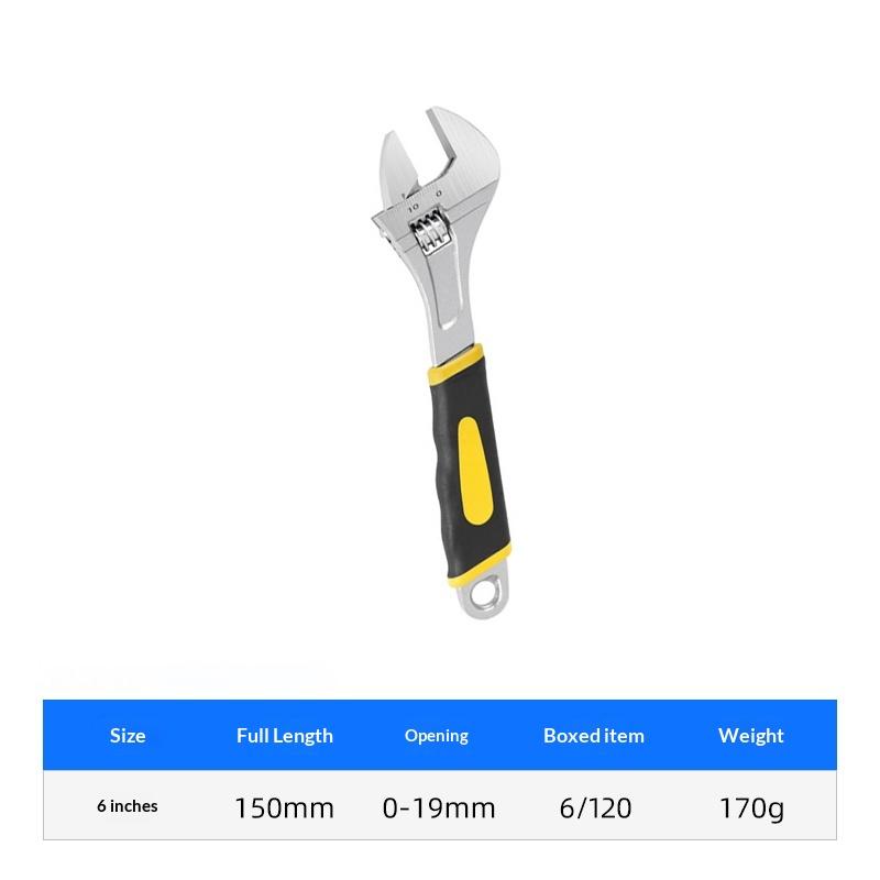 New 6-10 Inch Heavy Duty Adjustable Wrench With Rubberized Handle And Box End one size
