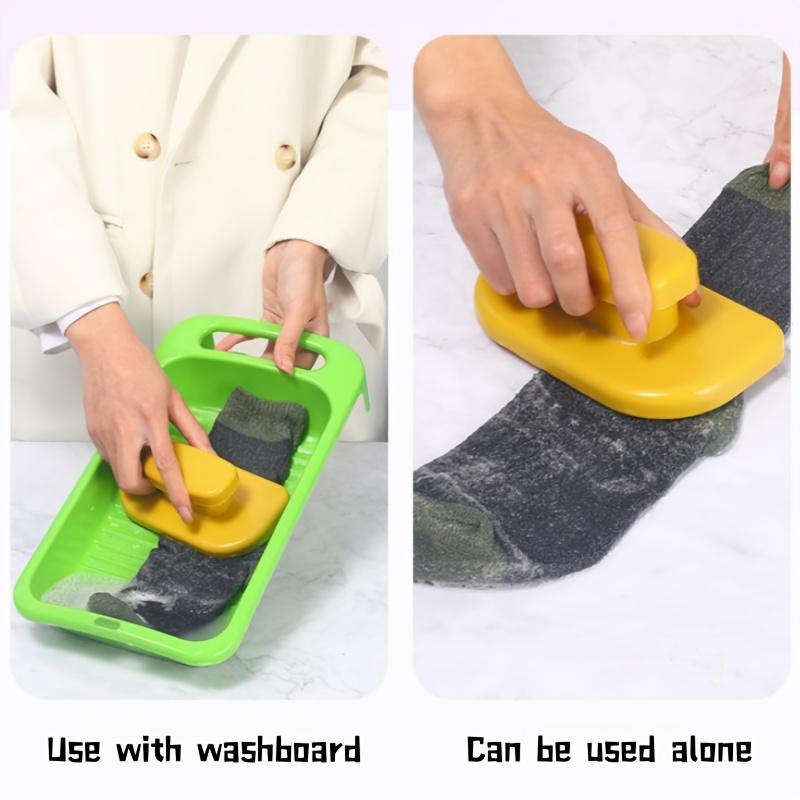 Cute Crocodile Design Washboard with Brush Non Slip Handguard  Hanging Storage, Multi Functional Laundry Basin for Underwear, Socks, Dorm, Home Use