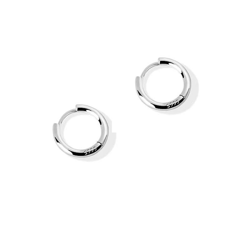 S999 Pure Silver Minimalist Hoop Earrings for Pierced Ears - Women's Cartilage and Stud Ear Jewelry