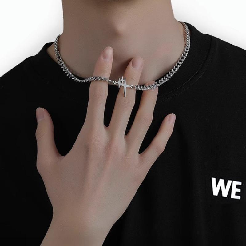 Starlight Titanium Steel Necklace - Male Cross Design for Hip-Hop Style, Unique and Fashionable Accessories That Suit Any Occasion