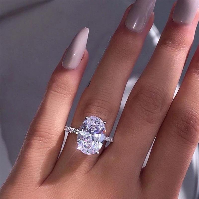 Charm Female Big White Crystal Stone Ring Luxury copper Color Wedding Rings For Women Vintage Bridal Engagement Jewelry
