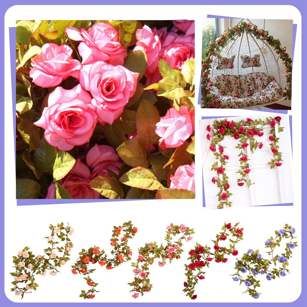 1PCS Flower Garland Fake Rose Vine Artificial Flowers Hanging Rose Ivy Hanging Baskets Wedding Arch Garden Background Decor