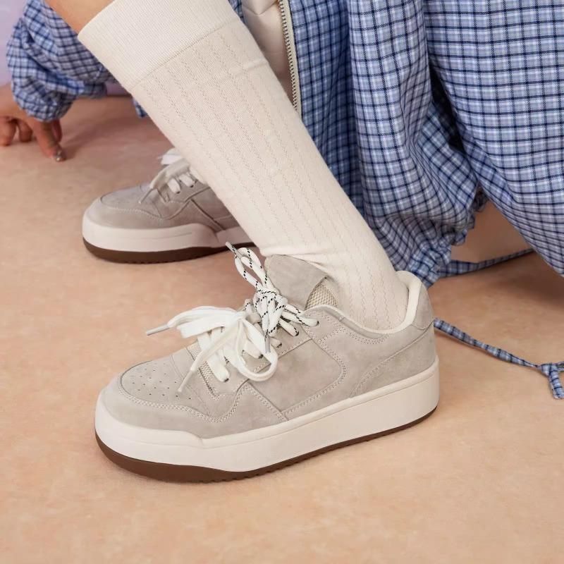 Cowhide version of little white shoes women's spring new thick-soled versatile casual board shoes lightweight sports shoes student