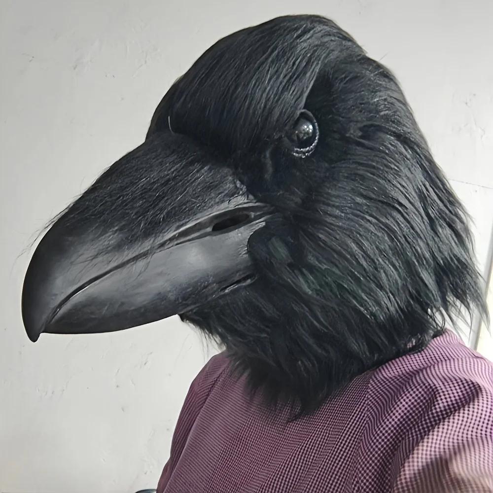 Realistic Raven Mask - Black Bird Design Full Headgear for Halloween, Carnival, and Costume Parties, For Role-Playing and Pranks