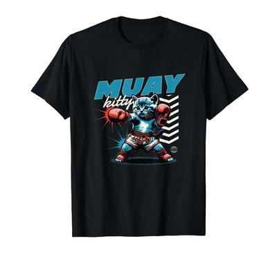 Muekiti Gato Boxeador Engraçado Artes Marciais - Camiseta