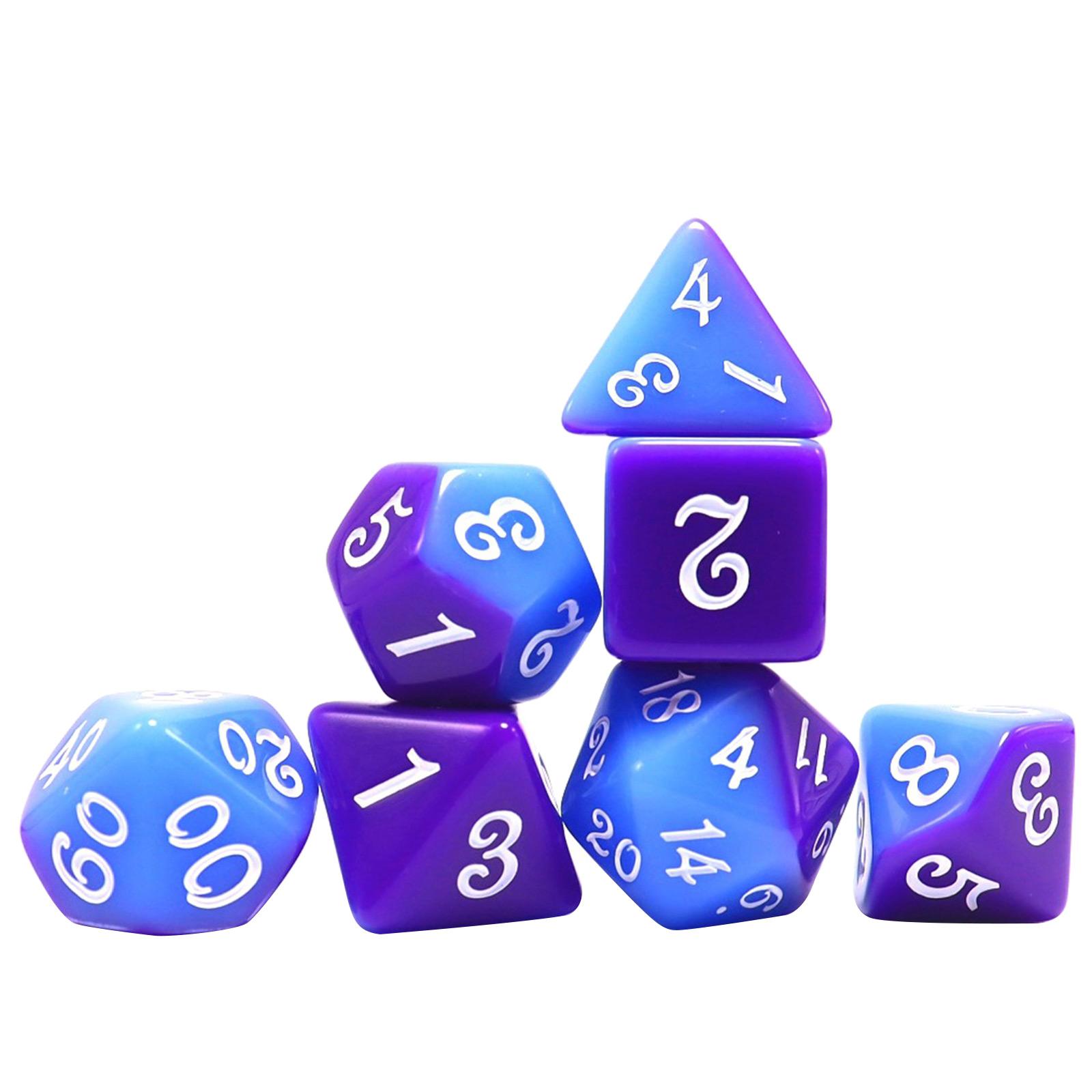 

7 Pcs Polyhedral Dices Multi-Sided Acrylic Dices Role Playing Table Game Dices Double Color Game Dices Easy to Use фиолетовый/синий
