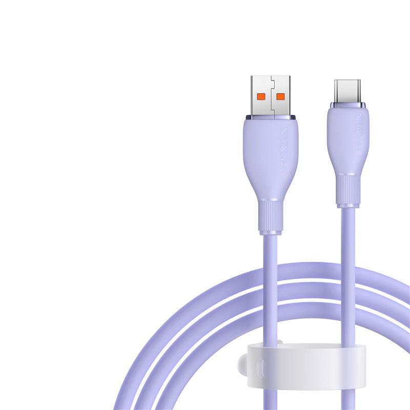 Bouncy Type-C Data Cable, 120W Super Fast Charging, Compatible with Huawei Honor 6A, Silicone Flash Charging Cable, Cross-border.