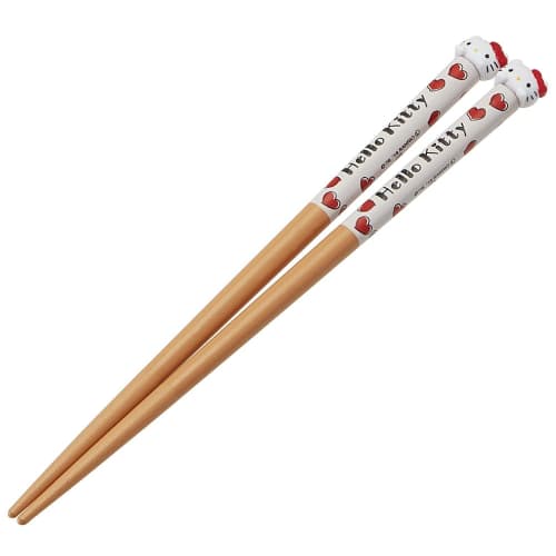 Skater Chopsticks with Mascot, Natural Wood, 16.5cm, Hello Kitty, Sanrio, AWM2-A