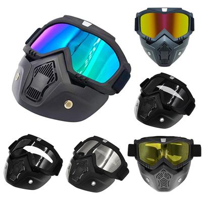 Motorcykelglasögon Mask Motocross Motorcykel Avtagbara Off-Road Skidglasögon För Öppen Ansiktsmask Vind DammTäta Munfilter