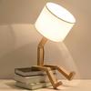 Nordische Kunst Holz Roboterförmige Tischlampe Moderne Wohnzimmer Schlafzimmer Nachttischlampe Arbeitszimmer Dekor LED Schreibtischlampe E14