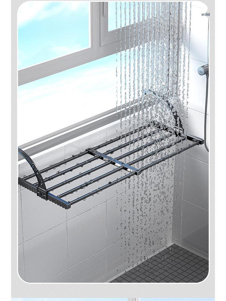 Retractable Balcony Clothes Rack for Drying: Rail for Windows, Radiators, and Railing Shoes.
