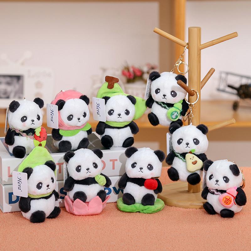 Fruit Panda Plush Doll Pendant Keychain Backpack Cute Little Doll Jewelry Toy Gift Doll