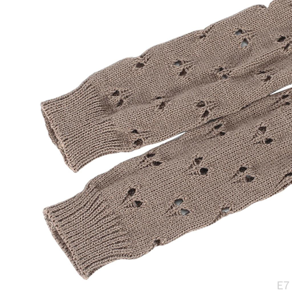 Women Winter Fingerless Long Knit Wrist Arm Warmer with Finger Holes