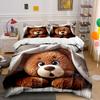 Plüsch-Teddybär unter weicher Decke Bedrucktes Bettwäsche-Set 1 Bettbezug + 2 Kissenbezüge verschiedene Größen Schlafzimmer Bettwäsche Dekor