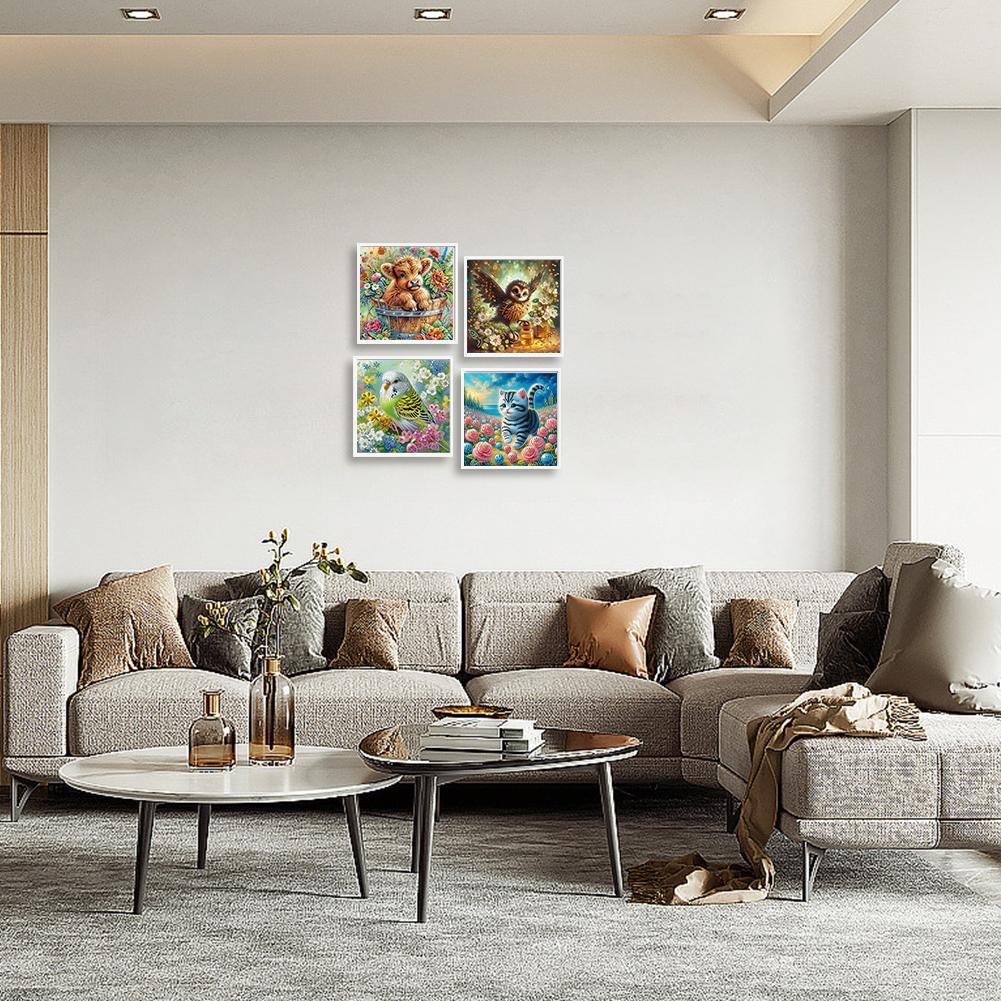 T0# 4pcs 5D DIY Partial Special Shaped Drill Diamond Painting Animal Decor 40x40