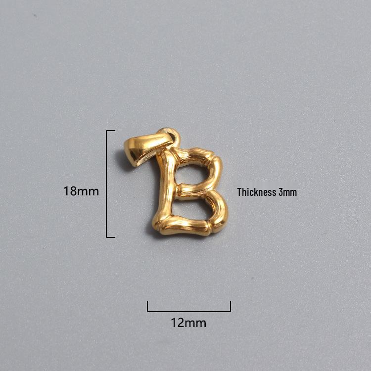 French Bamboo Joint Gold Letter Pendant Necklace - Retro Clavicle Chain Style for Women