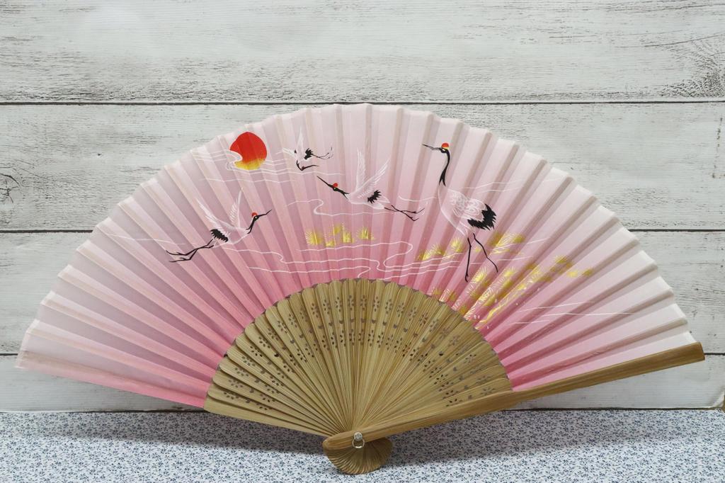 Castle Enterprises Premium Handmade Fans [Crane (Pink)] Set of 20 - A Bulk Purchase, a Great Japanese Souvenir for Foreigners