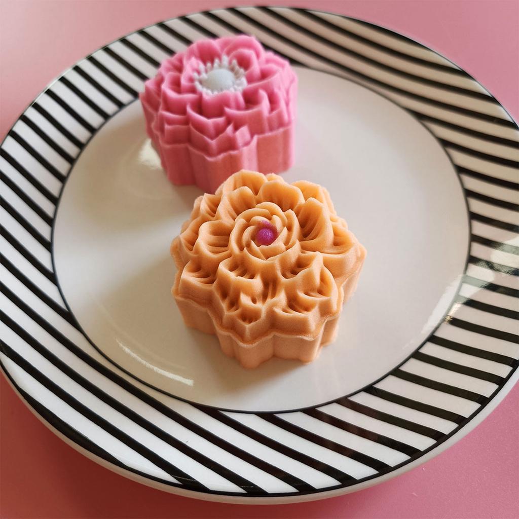 Hand-Pressure Moon Cake Mold Snow Lotus Flower Cookie Stamps Moon Cake Makers Mid-Autumn Festival DIY Pastry Tool