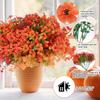 CEWOR 24 Bundles Orange Artificial Mums Flowers Fake Fall Plants for Outdoor Indoor, Fake Silk Daisy with Eucalyptus Leaves for Autumn Garden Front
